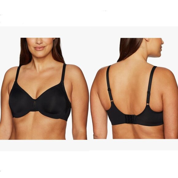 38DD- NWT Warner's Olga Cloud 9 Minimizer Underwire Plus-Size Bra in Rich Black - Picture 1 of 7